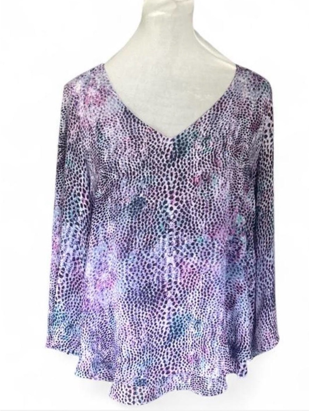 Jennifer Lopez Lavender Multi V-Neck Long Sleeve Top